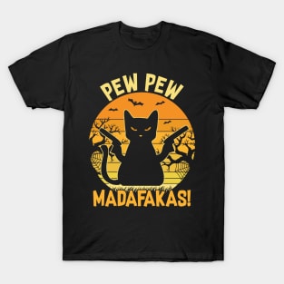 Pew Pew Madafakas Cat Crazy Halloween T-Shirt